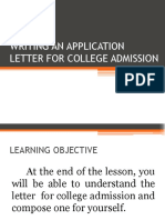 Writing An Application Letter For College Admission