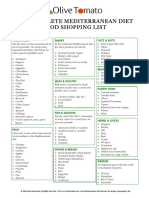 The Complete Mediterranean Diet Food Shopping List: Vegetables Dairy Fats & Nuts