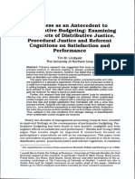 Fairness As An Antecedent To Participative Budgeting: Examining The Effects of Distributive Justice, Procedural Justice and Referent Cognitions On Satisfaction and Performance