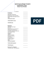 Sample Program Budget Template