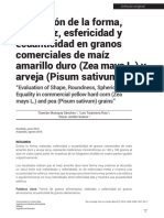 Evaluación de La Forma, Redondez, Esfericidad y Ecuanticidad en Granos Comerciales de Maíz Amarillo Duro (Zea Mays L.) y Arveja (Pisum Sativum)