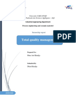 Total Quality Management: Internship Report