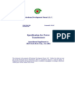 Specification For Power Transformers: Petroleum Development Oman L.L.C