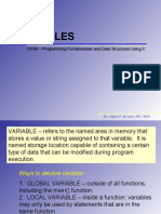 Variables: IS104 - Programming Fundamentals and Data Structures Using C