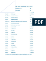 Varsity Schedule 19-20