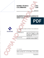 NTC 3320 - Recubrimientos de Cinc (Galvanizado Por Inmersion en Caliente