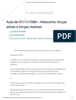 Aula de 01-11-1994 - Nietzsche - Forças Ativas e Forças Reativas