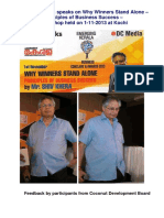 Shri - Shiv Khera Speaks On Why Winners Stand Alone - Principles of Business Success - Workshop Held On 1-11-2013 at Kochi