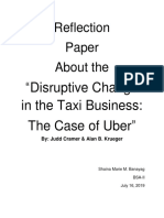 Reflection Paper About The: "Disruptive Change in The Taxi Business: The Case of Uber "