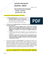 Jadavpur University KOLKATA - 700 032: Admission Against Vacant Seats M.Phil. Courses SESSION 2019 - 2020