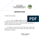 Certification For Mooe Liquidated - Ryan Bello