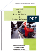 Manual For Internal Audit On India Railways: Ministry of Railways (Railway Board) Government of India