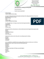 2nd Quarter Examination in Reading and Writing Skills