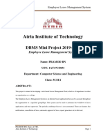 Atria Institute of Technology: DBMS Mini Project 2019-2020