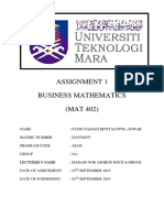 Assignment 1 Business Mathematics (MAT 402)