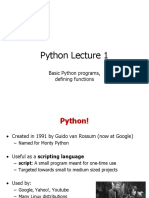 Python Lecture 1: Basic Python Programs, Defining Functions