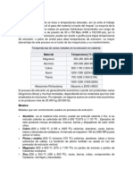 Temperaturas de Extrusión y Láminado