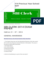 SBI Clerk 2014 Previous Year Solved Question Paper