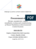 Prequalification Document For Design, Manufacture, Supply, Installation, Testing and Commissioning of Tunnel Ventilation & Environmental Control System PDF