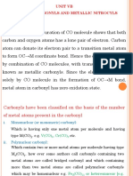 Unit VB Metallic Carbonyls and Metallic Nitrocyls