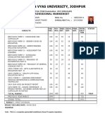 Jai Narain Vyas University, Jodhpur: Provisional Marksheet