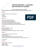 Les Nombres Decimaux Correction Des Exercices en Sixieme