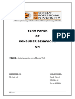 Term Paper OF Consumer Behaviour ON: Topic