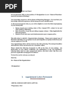 I. Appointment Letter-Permanent