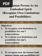 The Human Person As An Embodied Spirit