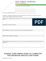 Please Turn Paper Over To Complete The Behavior Reflection Form