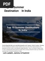 Destination in India: Top 10 Summer