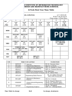 B.Tech First Year Time Table: Indian Institute of Information Technology Design and Manufacturing Kurnool