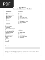 Backhoe Preventive Maintenance Checklist