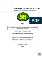 Disponibilidad de Recurso Hídrico para Agua Potable Del Distrito de Huayucachi