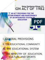 An Act Providing For The Establishment and Maintenance of An Integrated System of Education