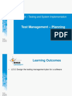 Test Management - Planning: ISYS6264 - Testing and System Implementation