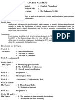 English Phonology (Course Content)