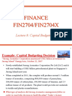 Finance FIN2704/FIN2704X: Lecture 8: Capital Budgeting 1