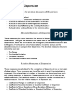 Requisites For An Ideal Measures of Dispersion