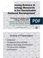 Harnessing Science and Technology Research For Sustainable National Development