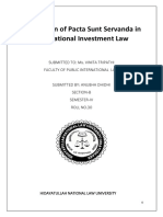 Application of Pacta Sunt Servanda in International Investment Law