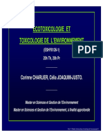 Ecotoxicologie Et Toxicologie de Lenvironnement