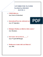 Assistant Director Fia Paper Test Held On. 09/01/2019 (BATCH-1)