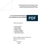 Los Colegios Profesionales y Su Codigo de Etica Profesional I