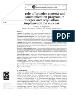 Papadakis (2005) - The Role of Broader Context and The Communication Program in Merger and Acquisition Implementation Success