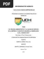 El Proceso Administrativo y La Calidad de Servicio de La Empresa T-Construye Desarrollo Inmobiliario E.I.R.L. Huanuco - 2019