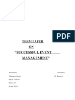 "Successful Event Management": Term Paper ON