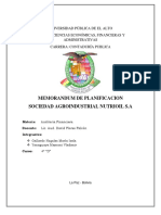 Memorandum de Planificacion Nutrioil S.A.