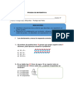 Prueba de Divisiones 3° Año Básico