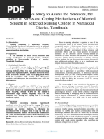 A Descriptive Study To Assess The Stressors, The Level of Stress and Coping Mechanisms of Married Student in Selected Nursing College in Namakkal District, Tamilnadu